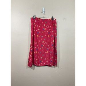 VTG Eagles Eye Womens 100% Silk Midi Wrap Skirt 10 Pink Y2K Tropical Beach Retro